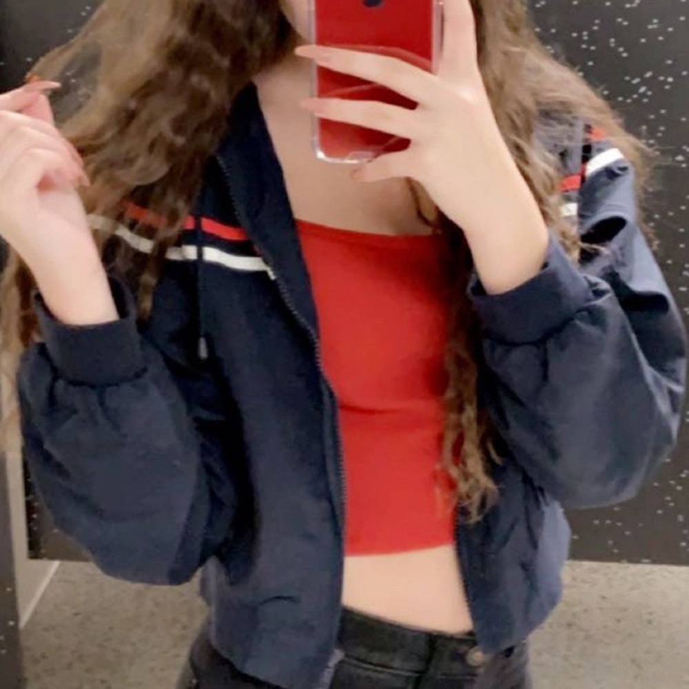 navy blue windbreaker